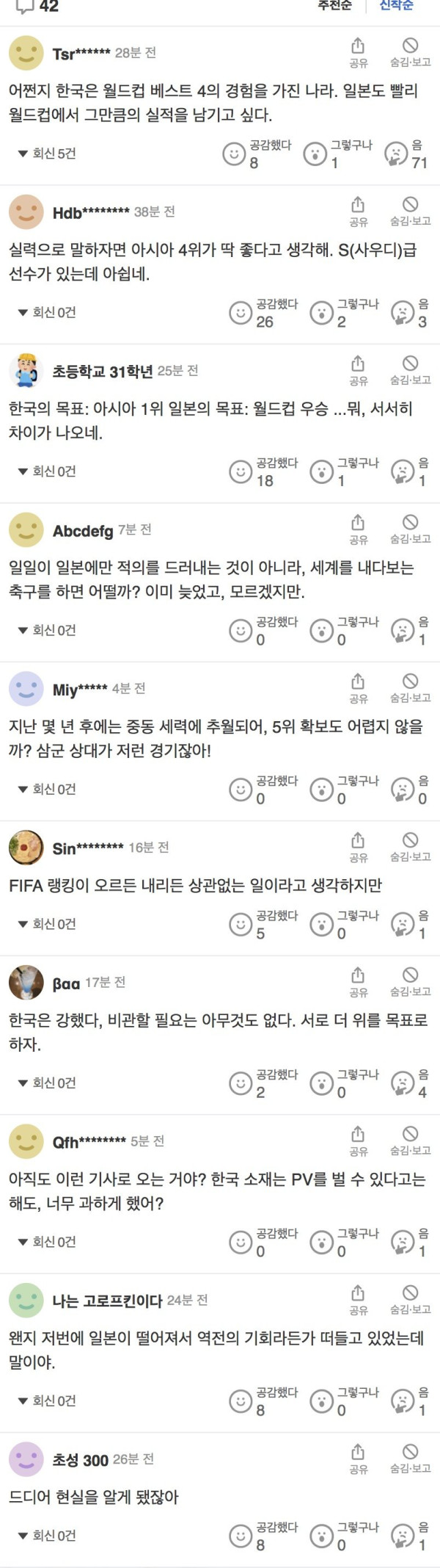 동아시안컵 한일전 일본기사 댓글 반응 ㄷㄷ.jpg