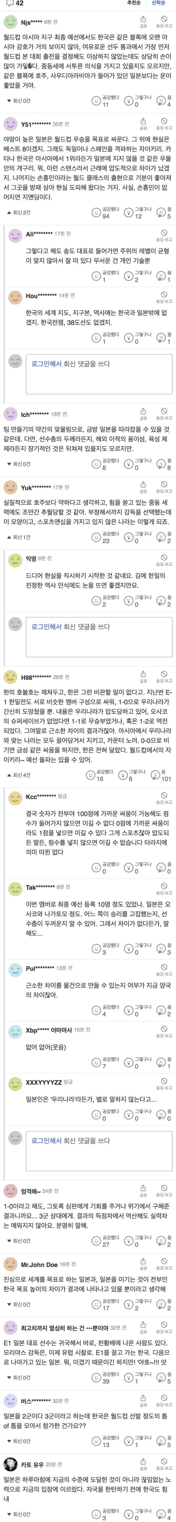 동아시안컵 한일전 일본기사 댓글 반응 ㄷㄷ.jpg